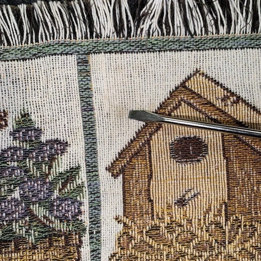 Vintage Tapestry Accent Rug Sunflowers Birdhouses Garden Grid Fringed Mat 21x36